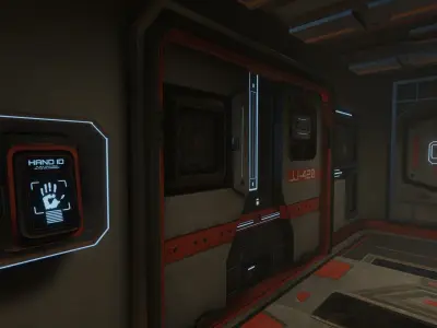 Sci-Fi Door Wall Segment and Palm Reader Low-poly 3D model