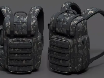 Backpack military bag baggage pockets product  Low-poly 3D model