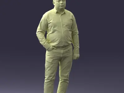 000261 Casual Man in Checkered Shirt and Jeans 0403 Low-poly 3D model