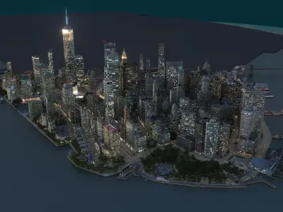  Manhattan Lower Night Low Poly 