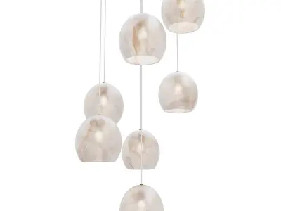 Lazio 7-Light Round Multi-Drop Pendant Currey Company 3D model