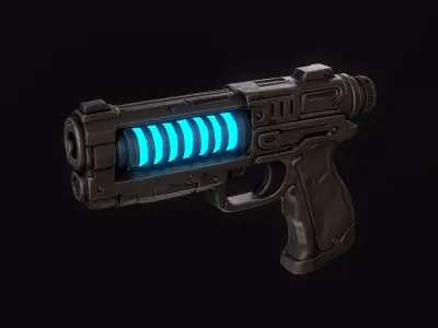 Sci-Fi Blaster Pistol Low-poly 3D model