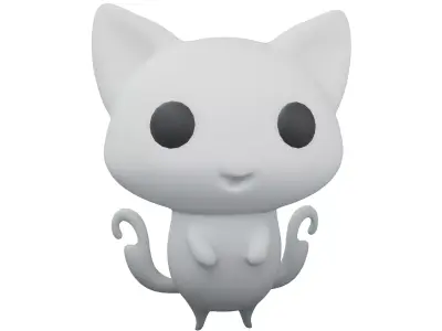 Double Tail Cat Ghost Character v1 001 Low-poly 3D model