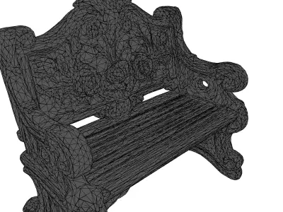 Ornate Carved Rose Garden Bench Low-poly 3D model