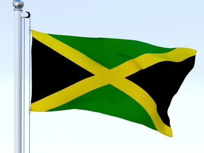Animated Jamaica Flag Low-poly 3D model