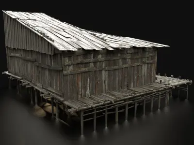 AAA SWAMP WETLAND FANTASY MEDIEVAL WOODEN HOUSE HUT NEXT GEN Low-poly 3D model