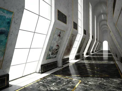 Sci-Fi Corridor 3D model 8