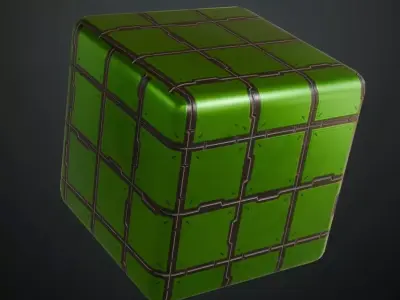 Greenish Metal Plate Sci-Fi PBR Seamless Texture