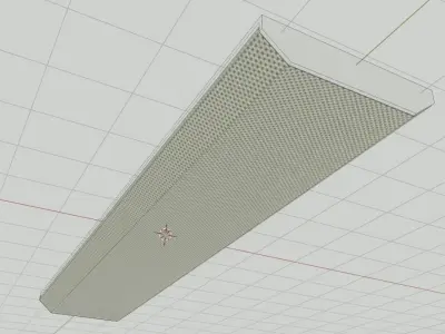 Vintage Ceiling Fluorescent Light Fixture Low-poly 3D model