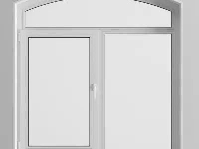 Roman curtains and a plastic window 3D model
