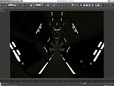 SCI FI INTERIOR SCENE SPACE SHIP CORRIDOR Low-poly 3D model