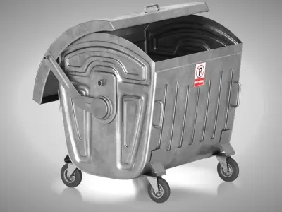 Street Garbage Bin Low-poly 3D model