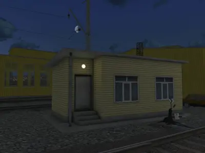 Simple railway shed Low-poly 3D model