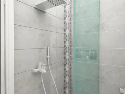 3d Bathroom model modern with glass shower 3D model