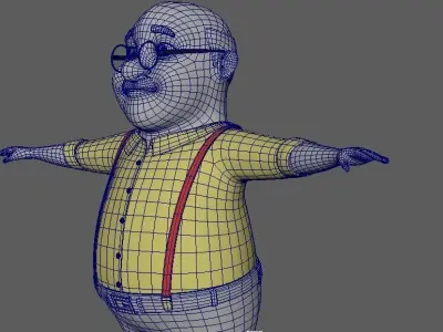 Cartoon Old Man  Character 3D Model Low-poly 3D model