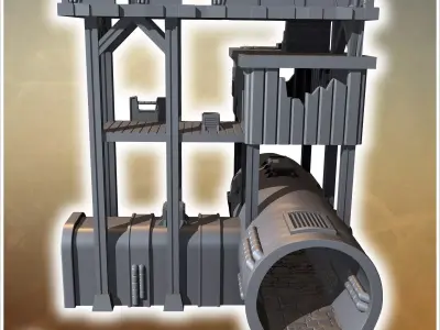 Large structure with upper defenses airplane carcass and reinfor 3D print model