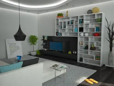 Kitchen Dining And Living Room 3D model