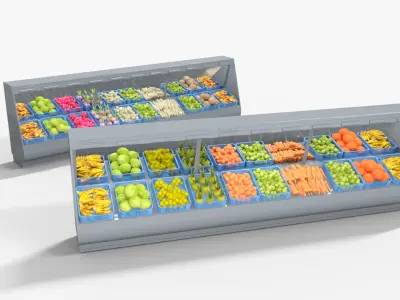 Supermarket Veg Stand Shelve Low-poly 3D model