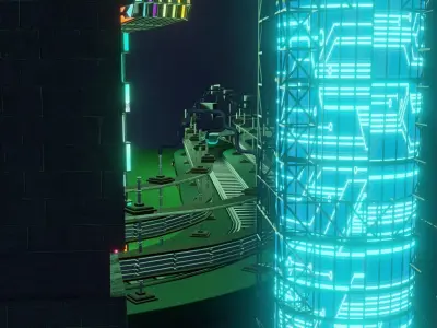 Cyberpunk city  Low-poly 3D model