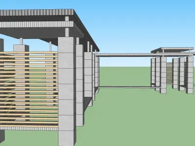 semi shade pavilion for park area 3d model 3D model