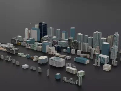 Complete City Pack Building - House Collection Low-poly 3D model