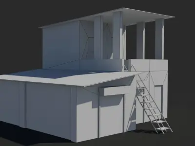 slum f old building with ladder Low-poly 3D model