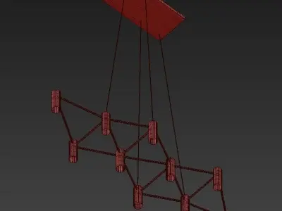 Matrix modern chandelier with brass and lights 3D model