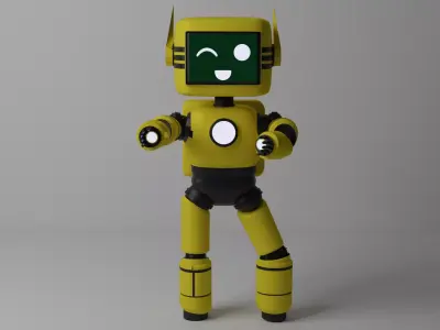 Robot Cute Yellow 3D Toy Model Low-poly 3D model