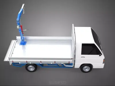 TRUCK PICKUP REAR GATE TAILGATE FOLDING CRANE HAND CRANK WINCH 3D model