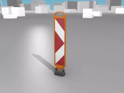White and Red Road Traffic Barrier - Part 9- Low-poly 3D model