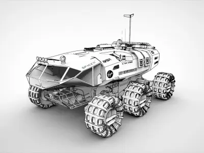Concept Mars Rover Vehicle Low-poly 3D model