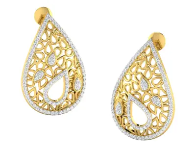 Pendant Earring Set 3dm STL OBJ FBX Render Details 3D print model shop