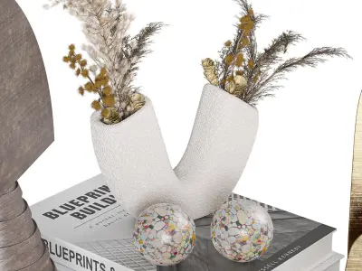 Decorative set with Tortoise Glass Candles 3D model