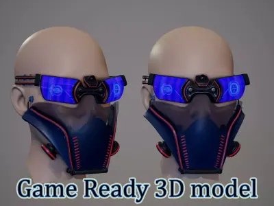 Sci fi Glasses Goggles and Mask 3 Low-poly 3D model
