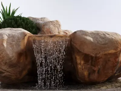 Rocky Pond with Waterfalls 3D model