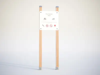 Sign on a wooden light construction 3D model