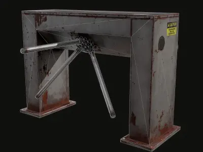 Turnstile metal gate Low-poly 3D model