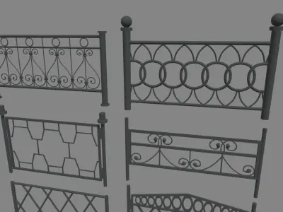 Fences Pack Low-poly 3D model