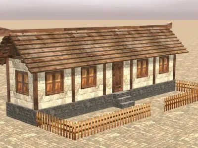 Detailed Low Poly Medieval House Models for Game Development Low-poly 3D model