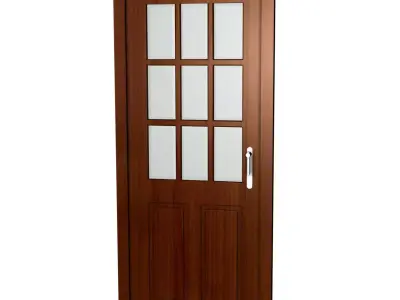 simple wooden french door 3d model 3D model