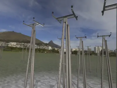 Wooden Electricity Pole with Ladder - Object 046 Low-poly 3D model