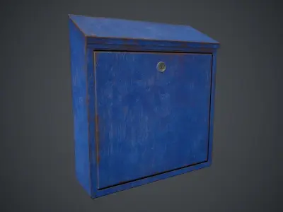 Old Wall Metal Mailbox 1 PBR Game Ready Low-poly 3D model