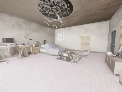 modern VR room Low poly 57 models 3D model