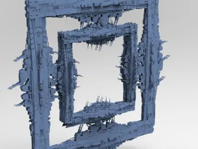 Cube Space station Huge 7 3D model
