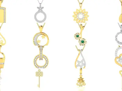 36 BRANDED PENDANT NECKLACES 3D Model Pack