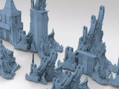 Ancient Stone Tower rock formation 8 models 3D model