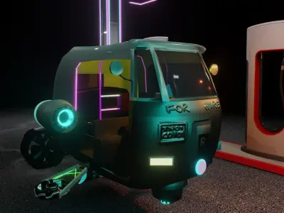 futuristic tuk tuk Low-poly 3D model