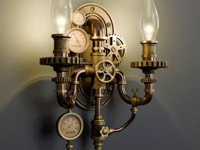 Steampunk Wall Lamp 1 3D model