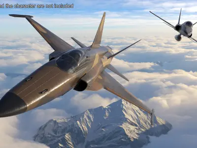  Sand Camouflaged Military Fighter Jet Rigged 