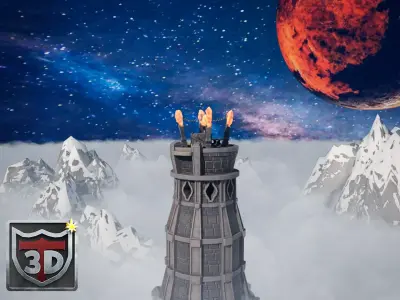 Stylized Crystal Tower Modular Pack Low-poly 3D model